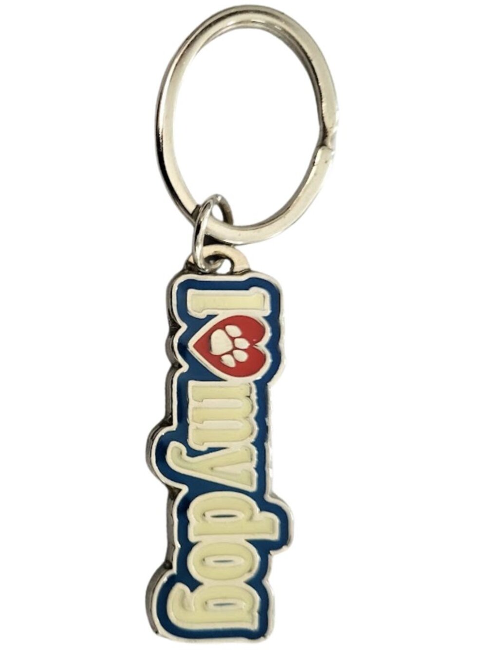 SWIBCO NW0T Red, White & Blue Galaxy Keychain Silver Metal - I LOVE MY DOG